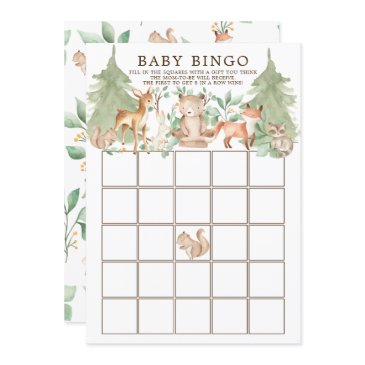 woodland animals bingo baby shower game invitation
