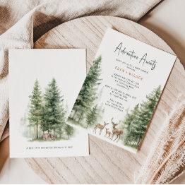 Small Woodland Animals Deer Baby Shower Invitation Front View