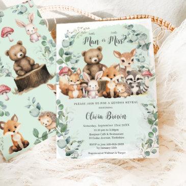 woodland animals greenery gender reveal shower invitation