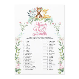 Small Woodland Baby Shower Match The Baby Animals Game Invitation Front View