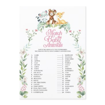 woodland baby shower match the baby animals game invitation