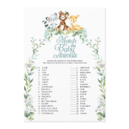Small Woodland Baby Shower Match The Baby Animals Game Invitation Front View