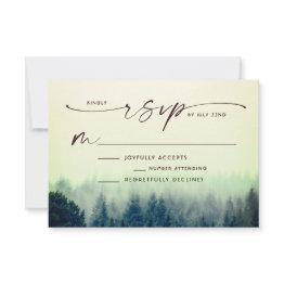 Small Woodland Lake Mountain Wedding Rsvp Invitations Front View
