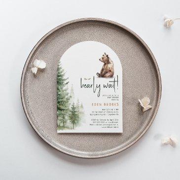 woodland "we can bearly wait!" baby shower arch invitation