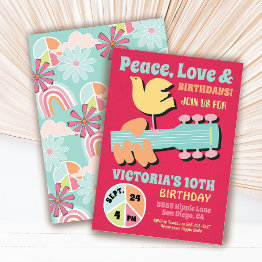 Small Woodstock Hippie Birthday Party Invitation Front View