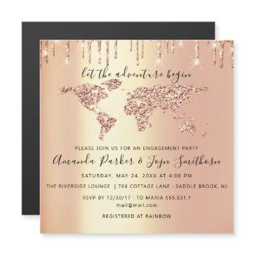 world destination map globe bridal wedding vip magnetic invitation