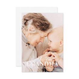 Small World's Best Grandma Since 20xx Simple Chic Photo Thank You Invitations Front View