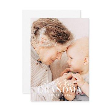 world's best grandma since 20xx simple chic photo thank you invitations