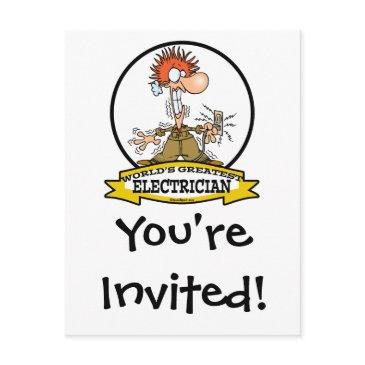 worlds greatest electrician men cartoon invitation