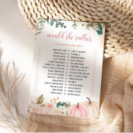 Small Would She Rather Autumn Baby Shower Game Invitations Front View
