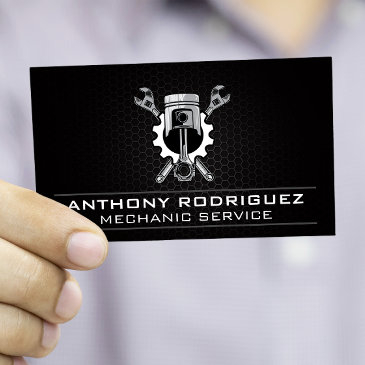 wrenches gear and piston | auto mechanic business invitations