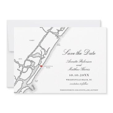 wrightsville beach nc map black and white wedding save the date