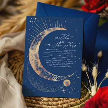written in the stars celestial engagement party invitation