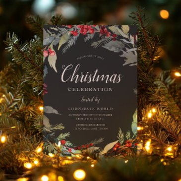 xmas wreath corporate gray christmas party invitation