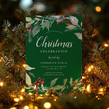 xmas wreath corporate green christmas party invitation