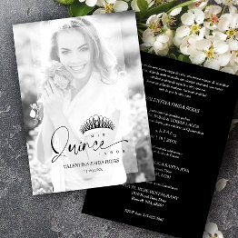 Small Xv Princess Crown Elegant Overlay Vellum Effect Invitation Front View