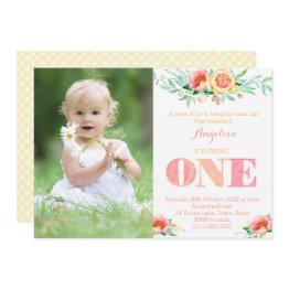 Small Year Of Love Laughter Fun, Girl 1st Birthday Invitation Front View