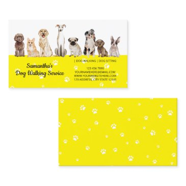 yellow cute paws watercolor dogs business invitations