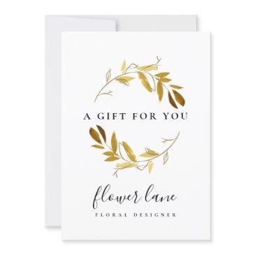 yellow gold fauna wreath gift certificate invitations