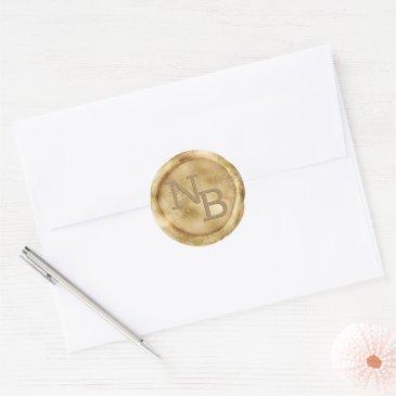 yellow gold monogrammed wax seal sticker