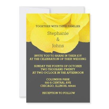 yellow grey gray floral rose elegant cool wedding invitation