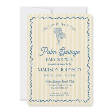 yellow palm spring pastel beach cabana baby shower invitation