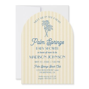 yellow palm spring pastel beach cabana baby shower invitation