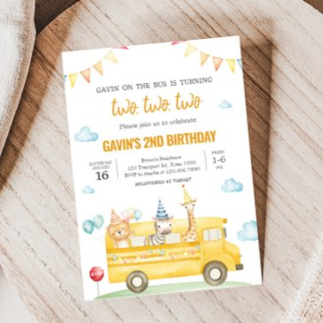 yellow school bus birthday party invitation