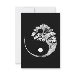 Small Yin Yang Bonsai Tree Japanese Buddhist Zen Rsvp Invitations Front View