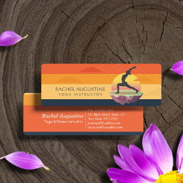 Small Yoga Instructor Meditation Pose Sun Flying Island Mini Business Invitations Front View