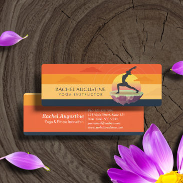yoga instructor meditation pose sun flying island mini business invitations