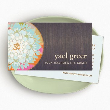 yoga instructor om symbol lotus mandala art business invitations