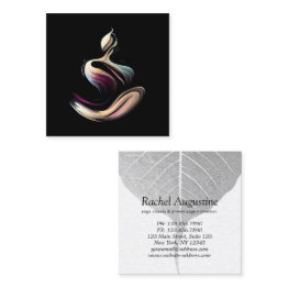 Small Yoga Meditation Instructor Lotus Pose Brush Stroke Square Business Invitations Front View