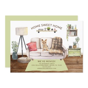 yorkshire terrier dog moving announcement