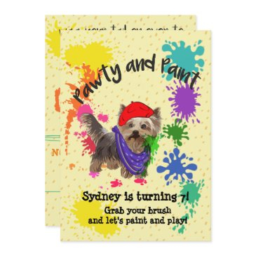 yorkshire terrier fun art birthday party invite