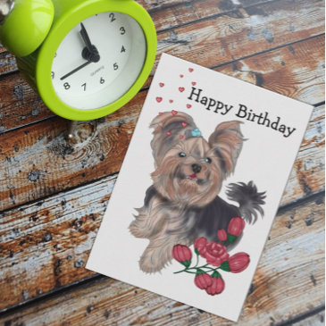 yorkshire terrier happy birthday invitation