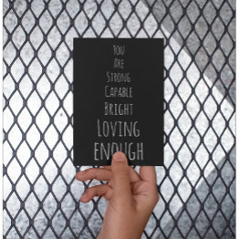 Small You Are Enough Black Affirmation Postinvitations Front View