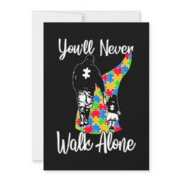 Small You'll Never Walk Alone Father Daughter Autism Invitation Front View