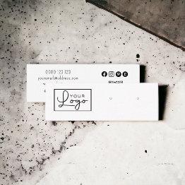 Small Your Logo Earring Display Social Media Qr Code Mini Business Invitations Front View