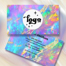 Small Your Logo On Fire Opal Background Business Invitations Front View