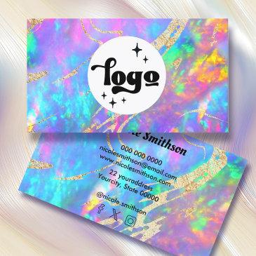 your logo on fire opal background business invitations