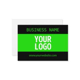 Small Your Logo Or Image | Black & Bright Green Enclosure Invitations Front View