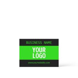 Small Your Logo Or Image | Black & Bright Green Note Invitations Front View