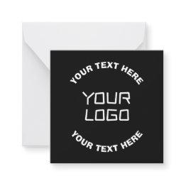 Small Your Logo Or Image & Editable Text | Black & White Note Invitations Front View