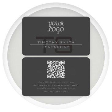 your logo & qr code modern dark gray business invitations