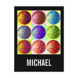 Small Your Name Customizable Basketball Artwork Pop Art Postinvitations Front View