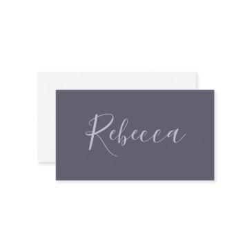 your name | elegant lavender script on hazy purple enclosure invitations