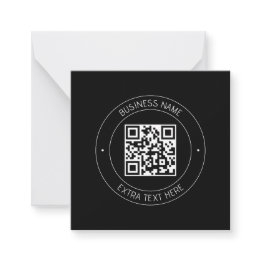 Small Your Qr Code & Editable Text | Black & White Note Invitations Front View