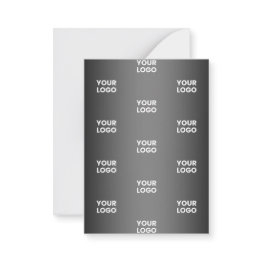 Small Your Simple Repeating Logo | Black & Grey Gradient Note Invitations Front View