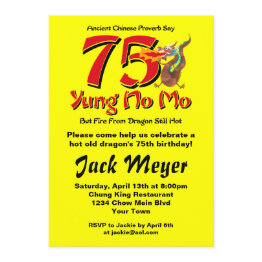 Small Yung No Mo 75th Birthday Invitation Front View
